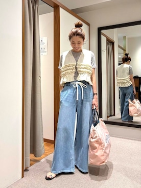 「LAATO（ラート）のfrill no sleeve blouse（シャツ/ブラウス）」を使った、オカモトさん（レディース・167cm）の夏コーディネート