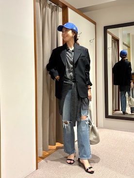 「アイテム（ストール/ショール）」を使った、オカモトさん（レディース・167cm）の秋コーディネート
