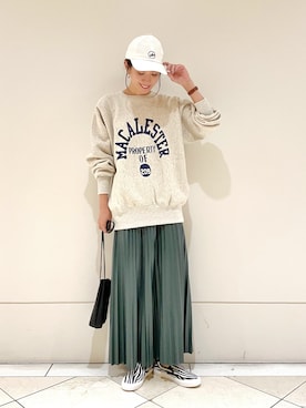 「レザースカート」｜「アイテム（スリッポン）」を使った、 ai167さん（レディース・167cm）の秋コーディネート