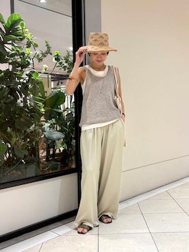 「URBAN RESEARCH（アーバンリサーチ）のアイテム（タンクトップ）」を使った、オカモトさん（レディース・167cm）の夏コーディネート