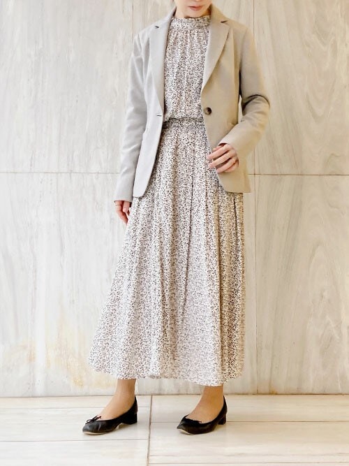 小花柄シャーリングブラウス/前後2way/洗える セール】小花柄シャーリングブラウス/前後2way/洗える（シャツ
