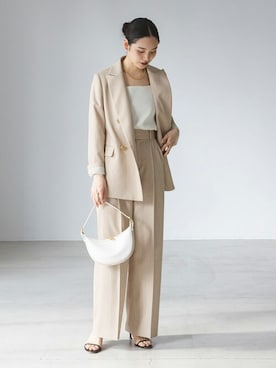 【美品】NOBLE ノーブル トリコチンピークドラペルジャケット ベージュ 34 Noble（ノーブル）の「《追加2》トリコチンピークドラペル