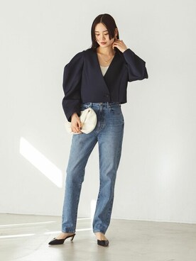 「noble」｜「アイテム（ノーカラージャケット）」を使った、ayanoさん（レディース・160cm）の冬コーディネート