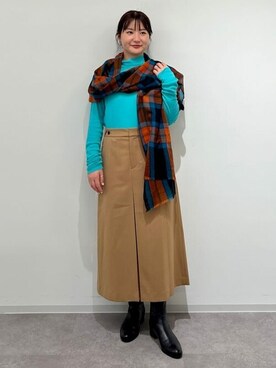 「アイテム（ストール/ショール、その他）」を使った、fuuさん（レディース・154cm）の秋コーディネート