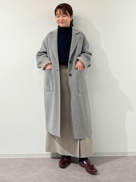 「ニットベスト」｜「アイテム（チェスターコート）」を使った、fuuさん（レディース・154cm）の秋コーディネート