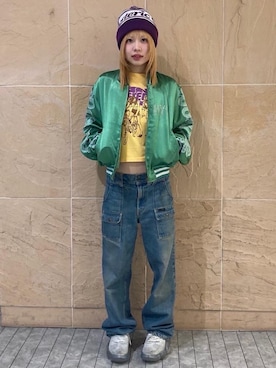 「アイテム（スタジャン）」を使った、yuraさん（レディース・160cm）の冬コーディネート