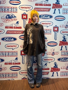 「HYSTERIC GLAMOUR（ヒステリックグラマー）のLEOPARD柄 リバーシブルスウェットパンツ（スウェットパンツ、その他）」を使った、yuraさん（レディース・160cm）の春コーディネート