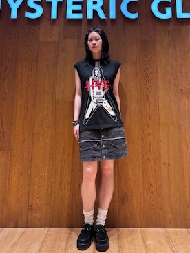 HYSTERIC GLAMOUR YOKO DOLL MIX柄 ギャザースカート HYSTERIC GLAMOUR（ヒステリックグラマー）の「YOKO DOLL MIX柄
