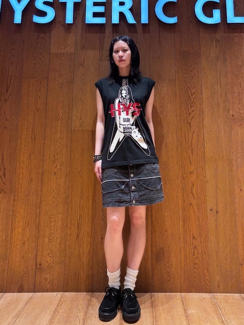 未使用級✨ ヒステリックグラマー リブ ノースリーブ タンクトップ FLYING V ノースリーブTシャツ（タンクトップ）｜HYSTERIC