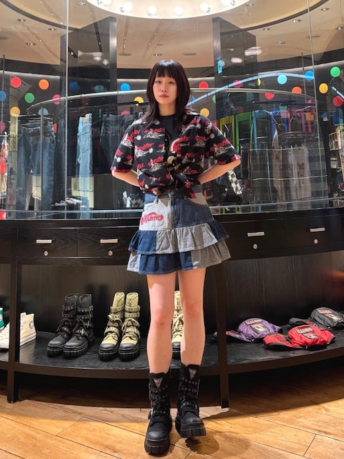 HYSTERIC GLAMOUR デニムスカート ROLLING HEART スクラッチ