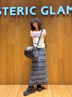 「アイテム（ドラムバッグ）」を使った、ユウさん（レディース・168cm）の春コーディネート