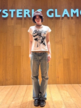 「HYSTERIC GLAMOUR（ヒステリックグラマー）のHYSTERIC BABYFACE STAR Tシャツ（Tシャツ/カットソー、ホワイト系）」を使った、ユウさん（レディース・168cm）の夏コーディネート