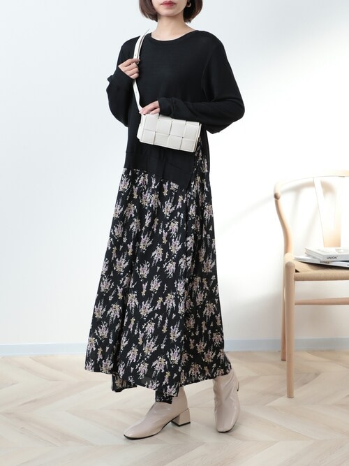 セール】【SETUP7】パターンロングスカート ドッキングワンピース KNF