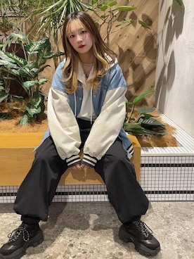 「WEGO（ウィゴー）のアイテム（カーゴパンツ）」を使った、WEGOさん（レディース・153cm）の冬コーディネート