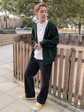 「THE STANDARD（ザスタンダード）のWEGO/スタンダードクルー半袖ネックT（Tシャツ/カットソー）」を使った、WEGOさん（メンズ・178cm）の春コーディネート