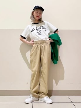 「WEGO（ウィゴー）のWEGO/ワイドシェフパンツ（チノパンツ）」を使った、WEGOさん（レディース・157cm）の春コーディネート