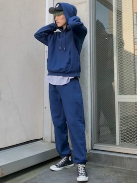 「WEGO（ウィゴー）のアイテム（スウェットパンツ）」を使った、WEGOさん（メンズ・178cm）の春コーディネート