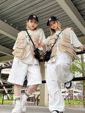 「アイテム（カーゴパンツ）」を使った、WEGOさん（レディース・149cm）の春コーディネート