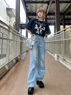 「WEGO（ウィゴー）のWEGO/ハトメベルト（ベルト）」を使った、WEGOさん（レディース・149cm）の春コーディネート