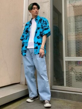 「THE STANDARD（ザスタンダード）のWEGO/スタンダードクルー半袖ネックT（Tシャツ/カットソー）」を使った、WEGOさん（メンズ・178cm）の夏コーディネート