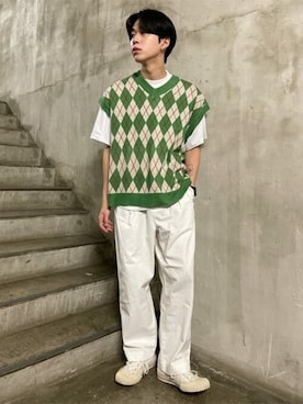 「THE STANDARD（ザスタンダード）のWEGO/スタンダードクルー半袖ネックT（Tシャツ/カットソー）」を使った、WEGOさん（メンズ・178cm）の夏コーディネート