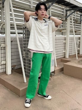 「WC（ダブル シー）のアイテム（デニムパンツ）」を使った、WEGOさん（メンズ・178cm）の夏コーディネート