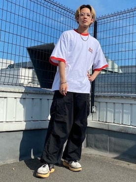 「WEGO（ウィゴー）のWEGO/クリアレンズアイウェア（メガネ）」を使った、WEGOさん（メンズ・165cm）の夏コーディネート