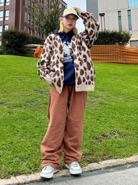 「モヘアカーディガン」｜「アイテム（キャップ）」を使った、WEGOさん（レディース・152cm）の秋コーディネート