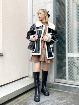 「WEGO（ウィゴー）のアイテム（ムートンコート）」を使った、WEGOさん（レディース・162cm）の秋コーディネート