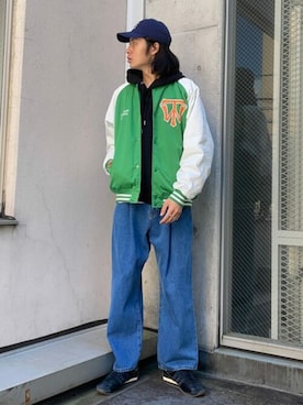 「ワッペン」｜「アイテム（スタジャン）」を使った、WEGOさん（メンズ・175cm）の秋コーディネート