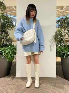 「サックスブルー」｜「アイテム（ブーツ）」を使った、WEGOさん（レディース・159cm）の秋コーディネート