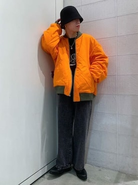 「WEGO（ウィゴー）のアイテム（MA-1）」を使った、WEGOさん（メンズ・166cm）の冬コーディネート