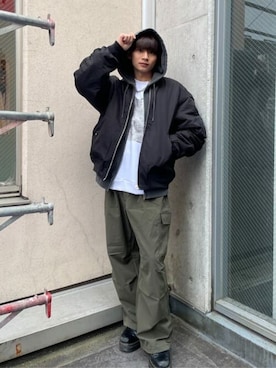 「WEGO（ウィゴー）のアイテム（MA-1）」を使った、WEGOさん（メンズ・178cm）の冬コーディネート