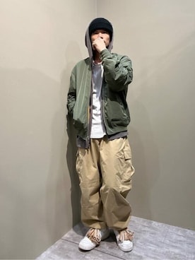 「WEGO（ウィゴー）のアイテム（MA-1）」を使った、WEGOさん（メンズ・178cm）の冬コーディネート