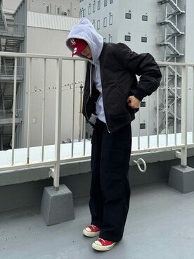 「WEGO（ウィゴー）のアイテム（MA-1）」を使った、WEGOさん（メンズ・180cm）の冬コーディネート