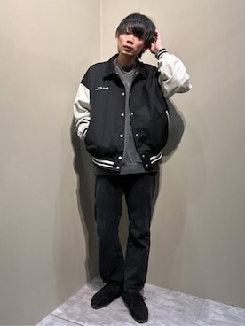 「WEGO（ウィゴー）のアイテム（スタジャン）」を使った、WEGOさん（メンズ・178cm）の春コーディネート