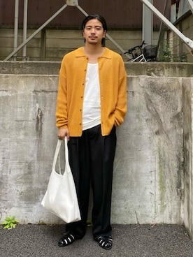 「LUCY（ルーシー）のアイテム（スラックス）」を使った、WEGOさん（メンズ・174cm）の春コーディネート