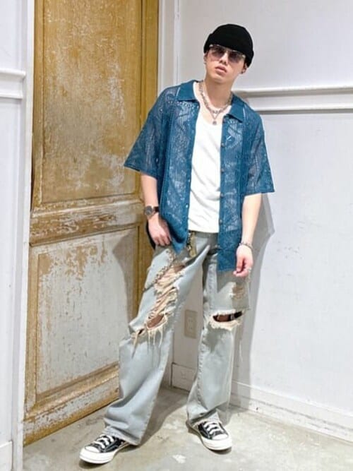 WEGO/メッシュニットBIGシャツ