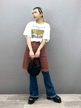 「グラフィックＴ」｜「アイテム（ワンピース/ドレス）」を使った、WEGOさん（レディース・151cm）の夏コーディネート