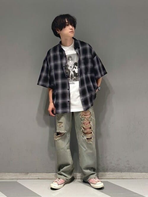 WEGO/オンブレチェックビッグシャツ