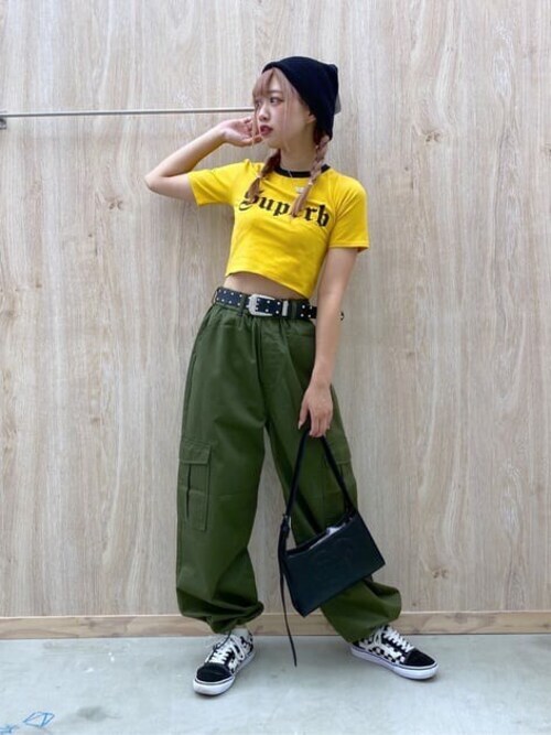 WEGO STAFFWEGOさんのTシャツ/カットソー「WEGO/リンガーロゴちびT(WEGO|ウィゴー)」を使ったコーディネート