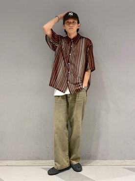 「アイテム（デニムパンツ、レッド系）」を使った、WEGOさん（メンズ・174cm）の夏コーディネート