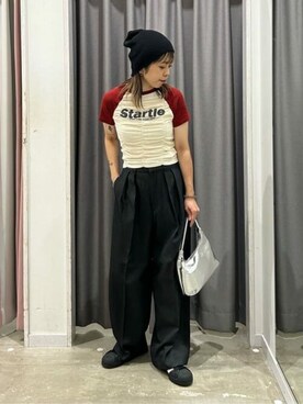 「ラグランTシャツ」｜「アイテム（スラックス）」を使った、WEGOさん（レディース・156cm）の夏コーディネート