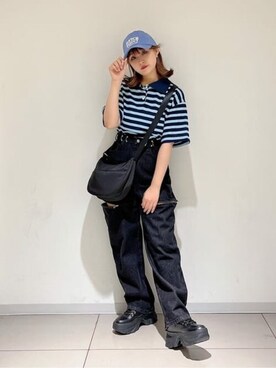 「WEGO（ウィゴー）のアイテム（ポロシャツ）」を使った、WEGOさん（レディース・153cm）の夏コーディネート