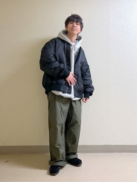 「WEGO（ウィゴー）のアイテム（MA-1）」を使った、WEGOさん（メンズ・168cm）の冬コーディネート