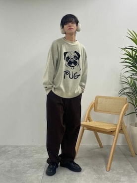 「WEGO（ウィゴー）のアイテム（チノパンツ）」を使った、WEGOさん（メンズ・175cm）の冬コーディネート