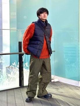 「WEGO（ウィゴー）のアイテム（ダウンベスト）」を使った、WEGOさん（メンズ・174cm）の冬コーディネート