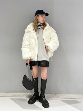 「WC（ダブル シー）のアイテム（キャップ）」を使った、WEGOさん（レディース・157cm）の冬コーディネート
