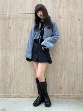 「アイテム（デニムスカート）」を使った、WEGOさん（レディース・161cm）の冬コーディネート