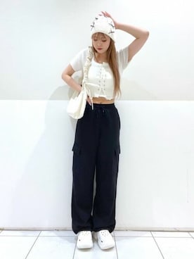 「バレエコア」｜「アイテム（ニットキャップ/ビーニー）」を使った、WEGOさん（レディース・158cm）の春コーディネート